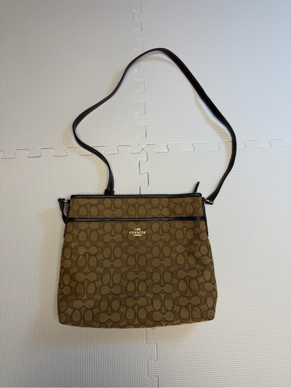 Coach Signature File Crossbody Bag- Khaki